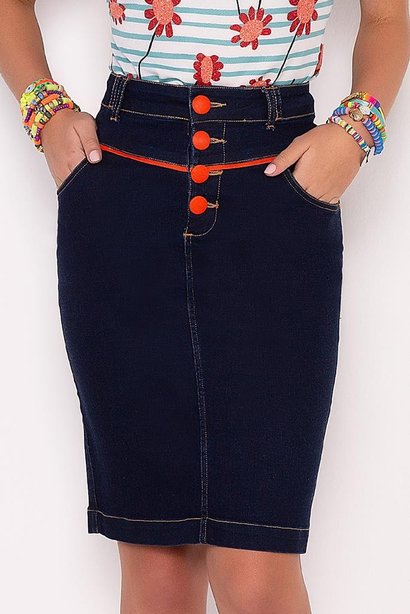 saia jeans tradicional com botoes encapados imperio z 2