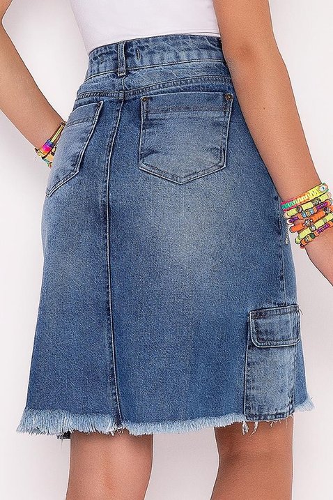 saia jeans evase sustentavel com barra desfiada imperio z 7