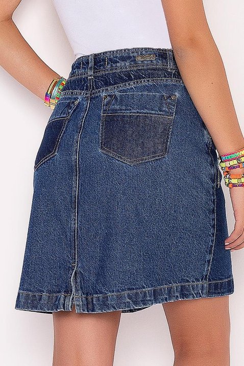 saia jeans evase sustentavel com detalhe estampado imperio z 2