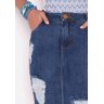 saia jeans com puidos e ralados imperio z baixo detalhe