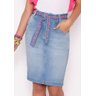 saia jeans claro com faixa bordada imperio z baixo