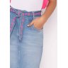 saia jeans claro com faixa bordada imperio z baixo detalhe