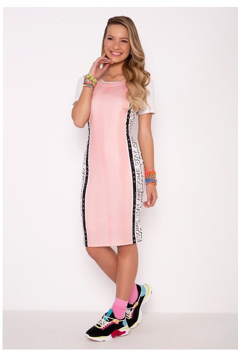 vestido bicolor em malha imperio z