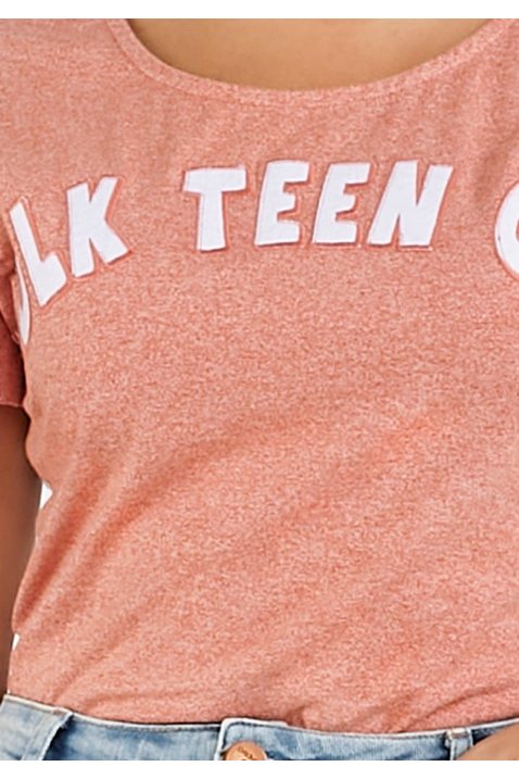 t shirt laranja em malha com bordado imperio z cima detalhe zoom