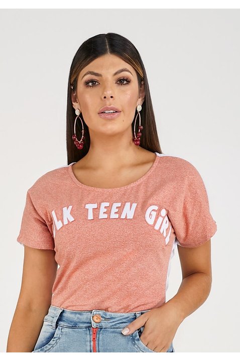 t shirt laranja em malha com bordado imperio z cima