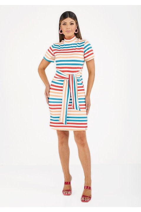 vestido malha estampado faixa fixa e laco imperio z