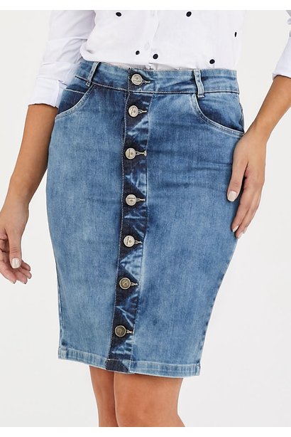 saia jeans abotoamento frontal imperio z