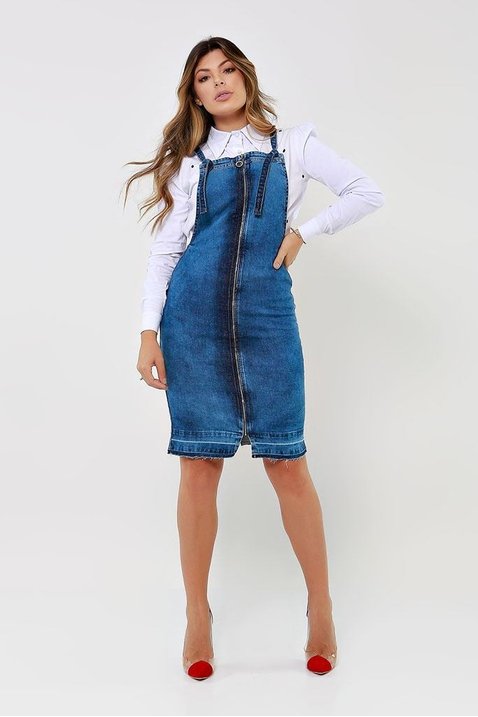 salopete jeans barra desfeita ziper frontal imperio z ok