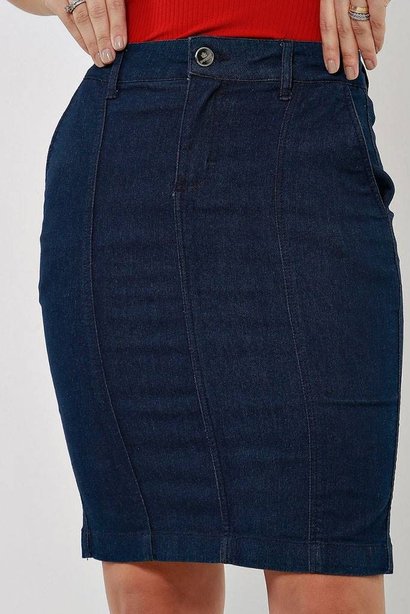 saia jeans marinho com recortes imperio z baixo detalhe ok