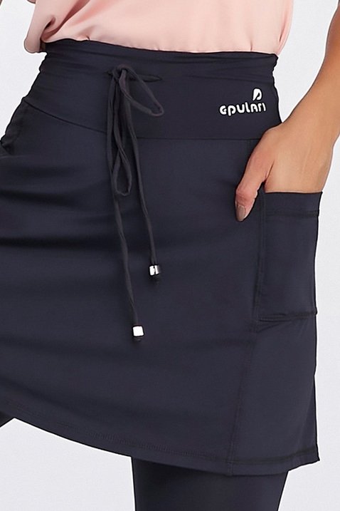 moda fitness modesta saia calca comprida preta poliamida com protecao uv50 epulari 2