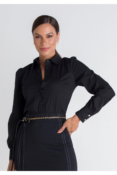 camisa feminina preta social gabriela lekazis cima