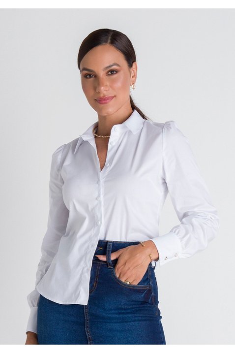 camisa feminina branca social gabriela lekazis cima