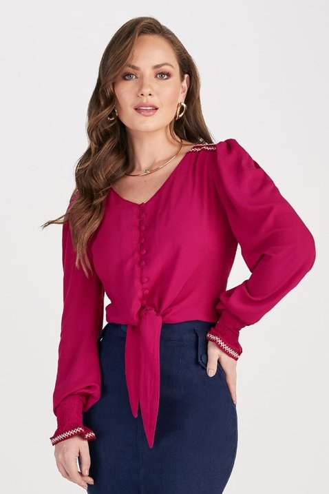 blusa manga longa orquidea com amarracao frontal titanium jeans 1