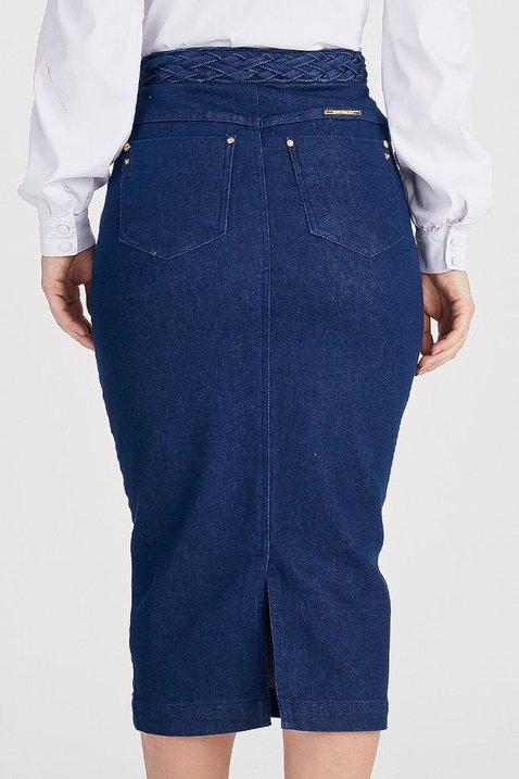 saia jeans reta midi 9