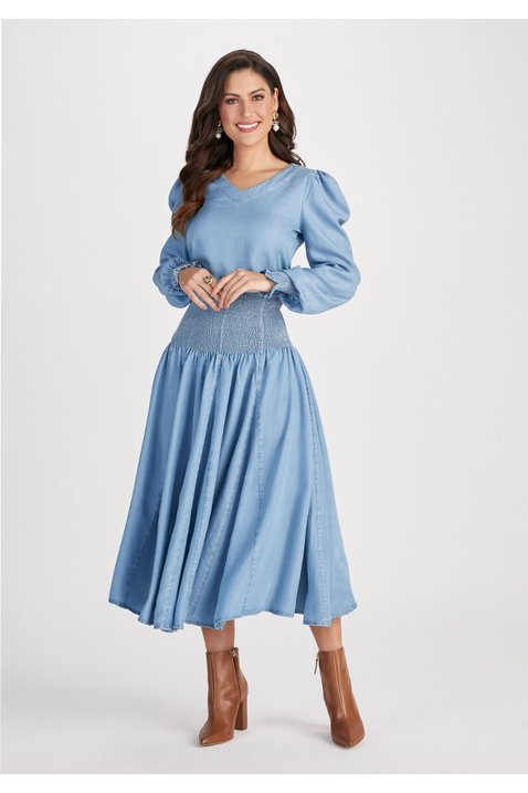 blusa jeans com mangas bufantes titanium jeans