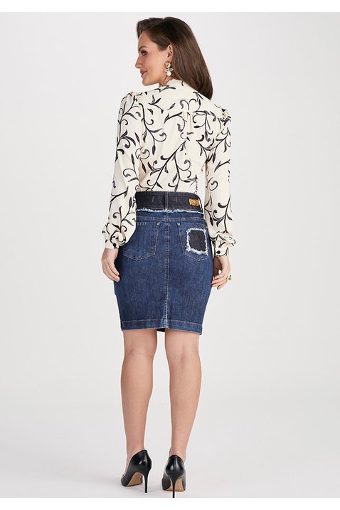 saia jeans com puidos e fusionados titanium jeans costas