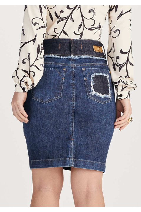 saia jeans com puidos e fusionados titanium jeans costas baixo