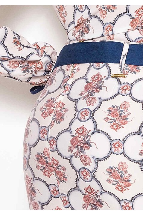 saia lapis sarja estampada com faixa laura rosa costas baixo detalhe