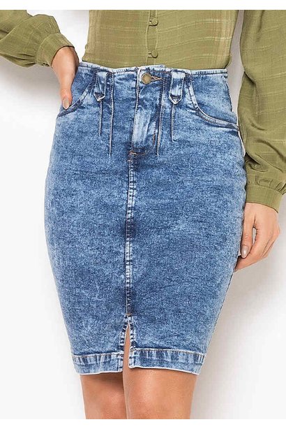 Saia Lápis Jeans Sustentável Laura Rosa