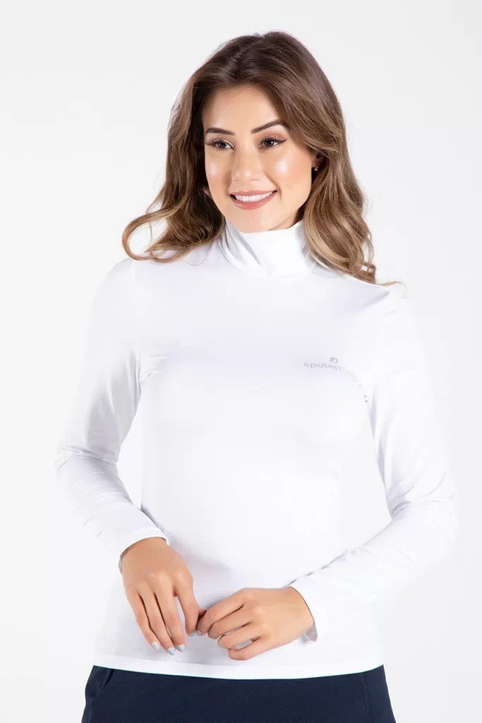 Blusa branca fashion de frio feminina