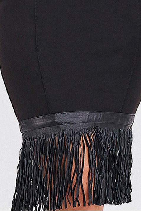 saia reta preta com franjas titanium jeans 3