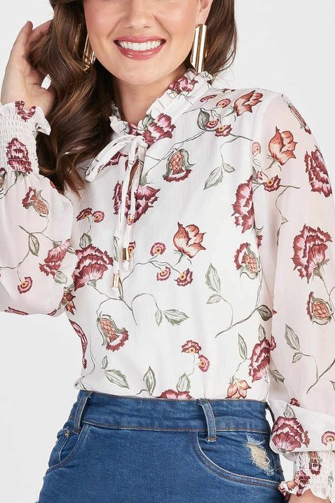 Blusa Estampada Manga Longa Com Lastex Titanium Jeans