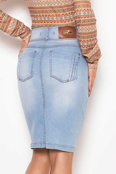 saia jeans claro reta 9