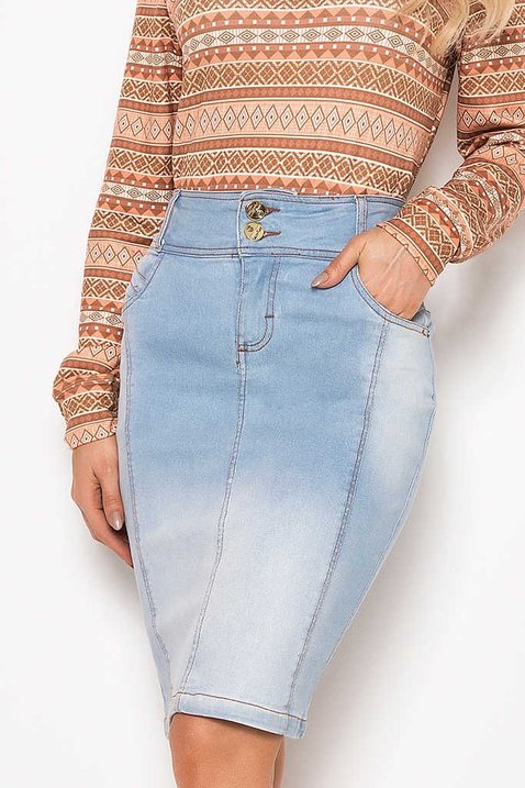saia jeans claro reta 3