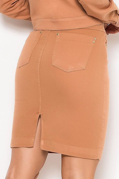 saia sarja lapis ocre com botoes frontal laura rosa 5 reduzida