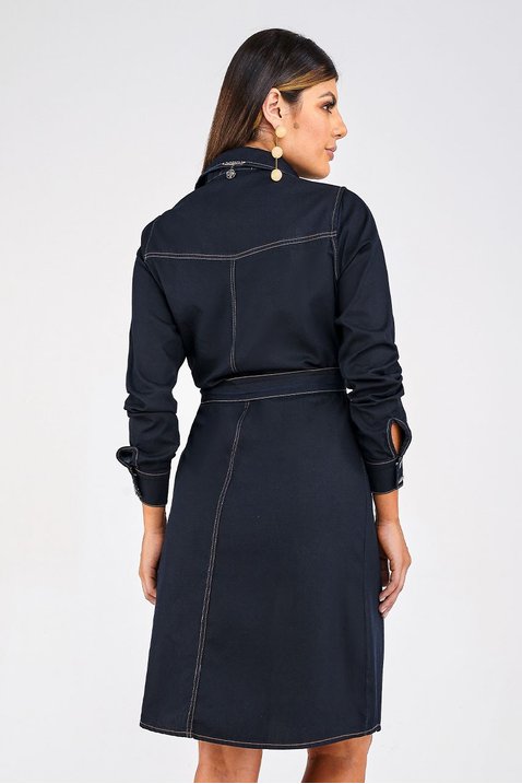 vestido chemise jeans marinho imperio z costas inteira