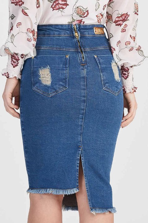 saia jeans barra desfiada assimetrica 8