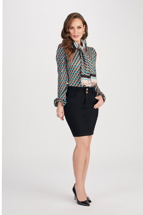 saia jeans preta curta 10