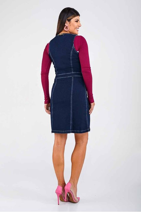 salopete jeans marinho ziper frontal imperio z costas corpo