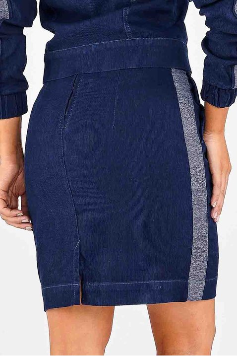 saia lapis jeans detalhe cinza imperio z costas
