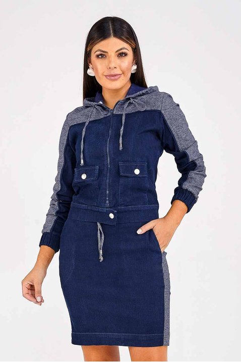 saia lapis jeans detalhe cinza imperio z frente inteira