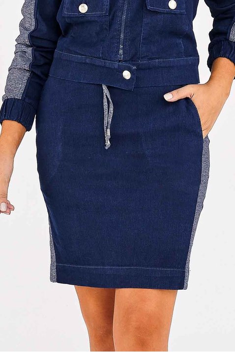 saia lapis jeans detalhe cinza imperio z frente