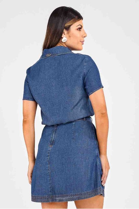 blusa jeans gola polo com babados imperio z costas inteira