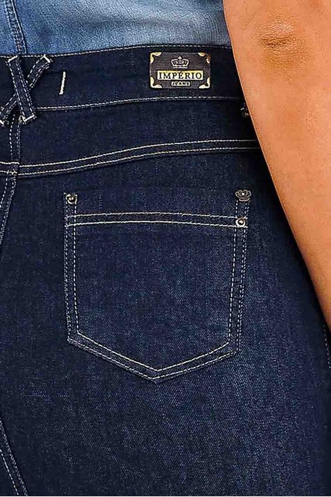 saia jeans recorte frontal barra desfiada imperio z costas detalhe