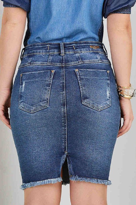 saia jeans reta barra desfiada 9