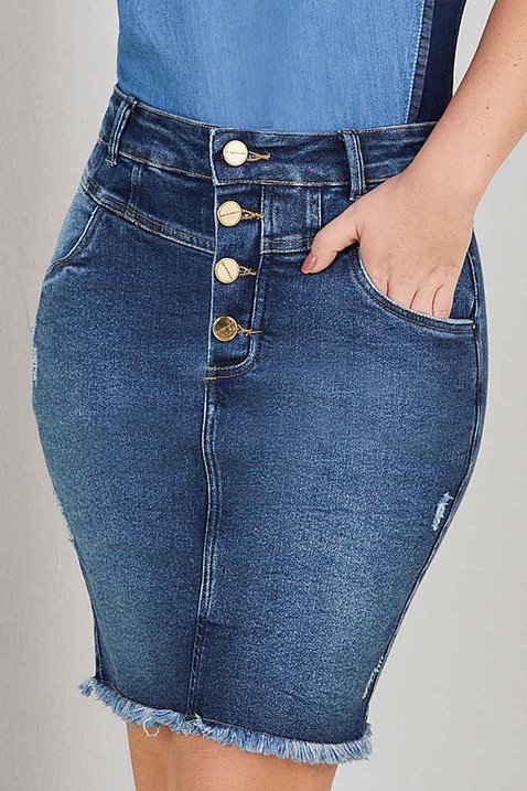 saia jeans reta barra desfiada 3