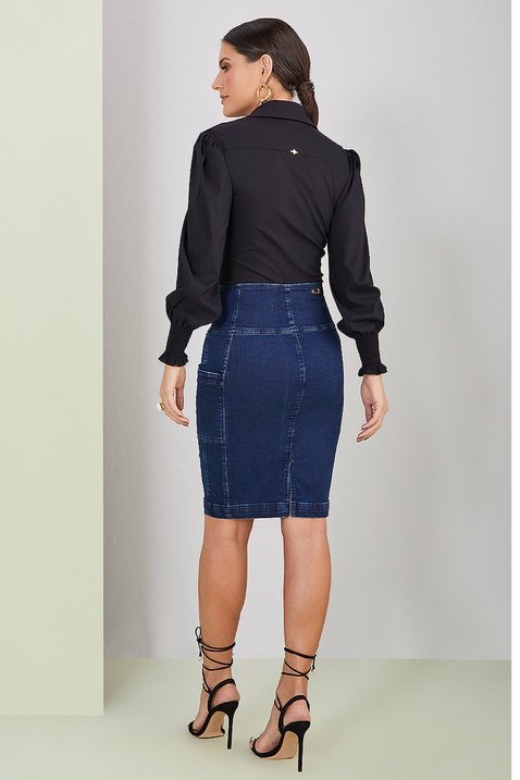 saia jeans ziper frontal 6