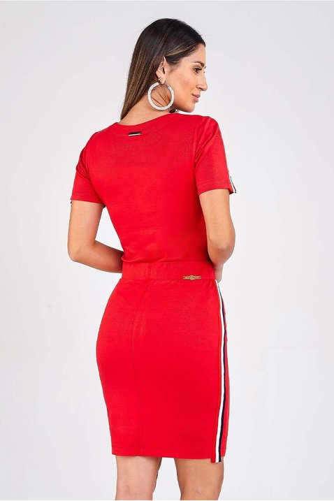 saia lapis vermelha galao lateral imperio z costas inteira