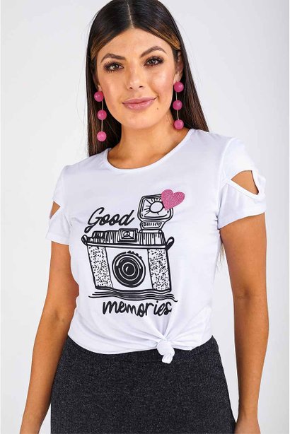 blusa branca estampada recorte nas mangas imperio z frente