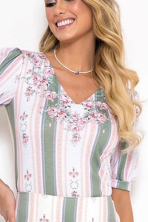 blusa estampada decote v 3