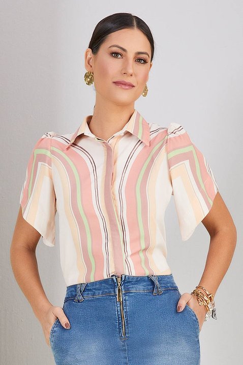 camisa estampada botoes frontais 3