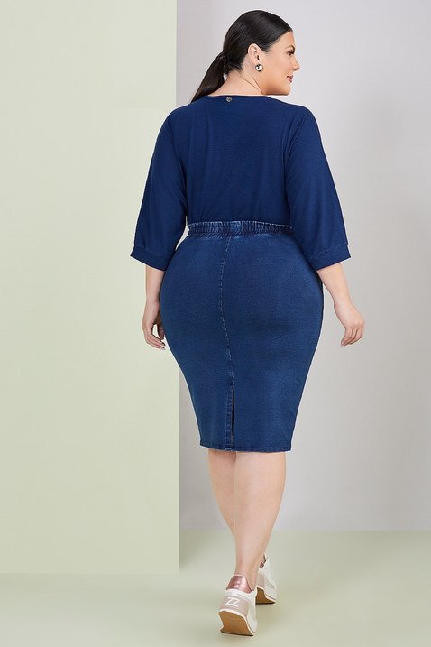 saia lapis azul marinho 7