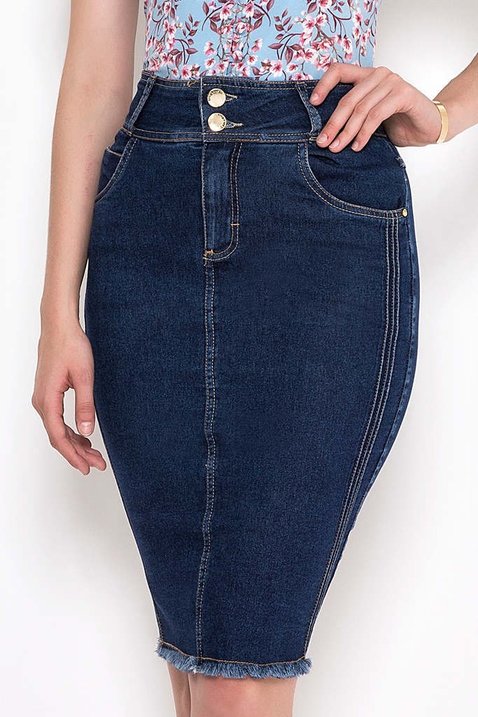 saia jeans com barra desfiada 2