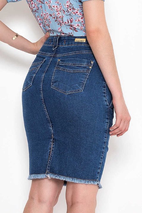 saia jeans com barra desfiada 8