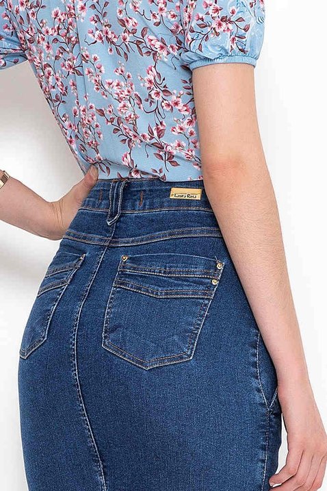 saia jeans com barra desfiada 9