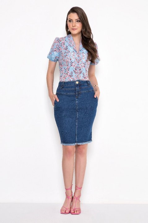 saia jeans com barra desfiada 2